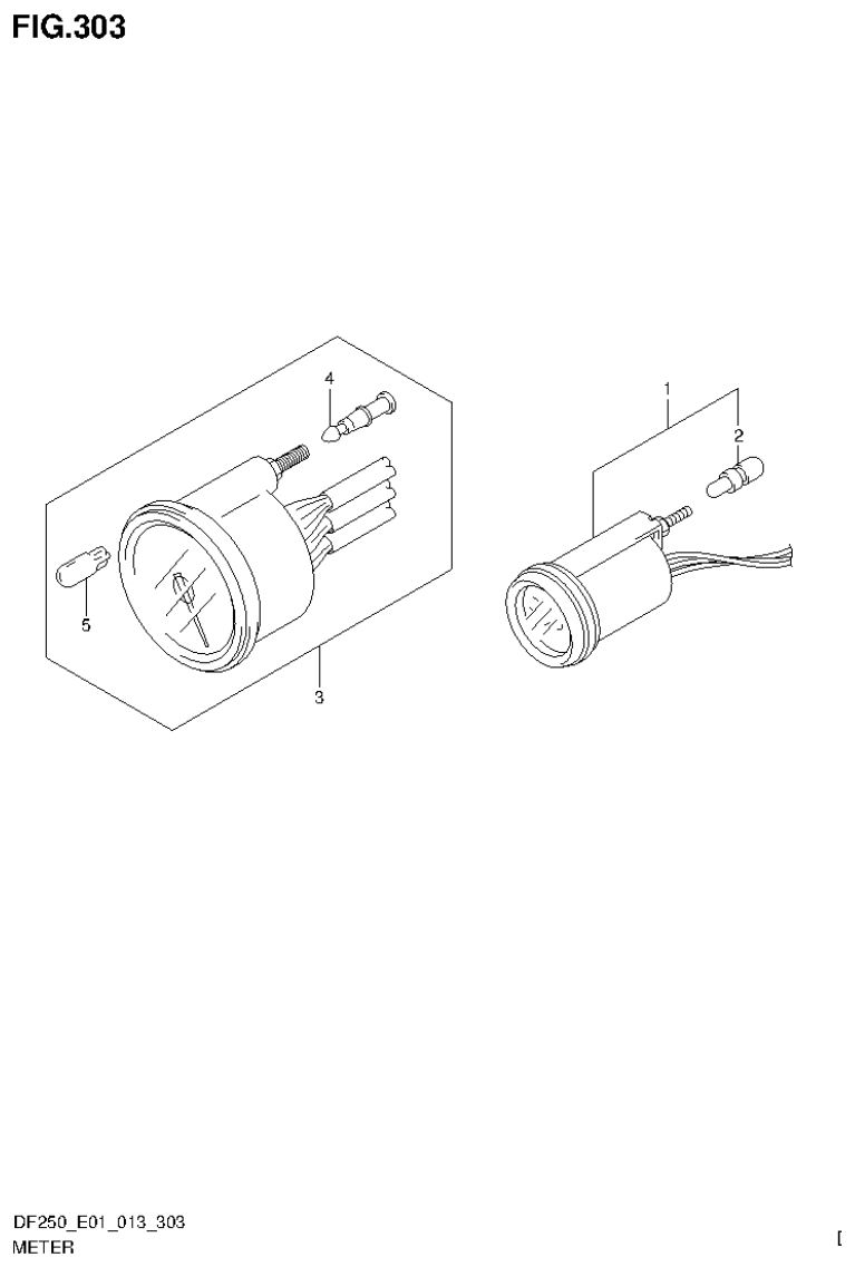 Suzuki DF200T, DF200Z, DF225T, DF225Z, DF250T, DF250Z METER parts diagram